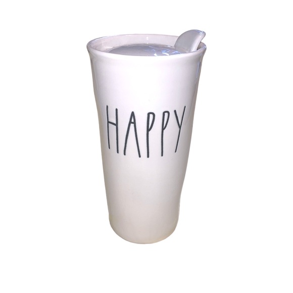 Rae Dunn Other - Rae Dunn Happy Ceramic Travel Tumbler with Lid